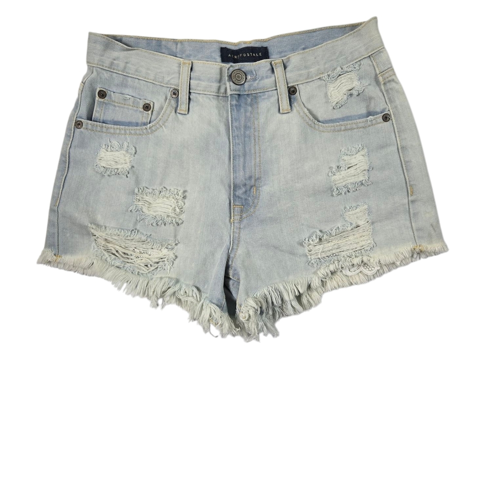 Aeropostale Distressed Denim Shorts W/lace Underlay Sz 4